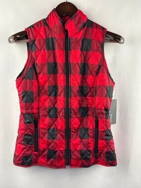 Women’s Relativity Small Red & Black Plaid Puffer Vest